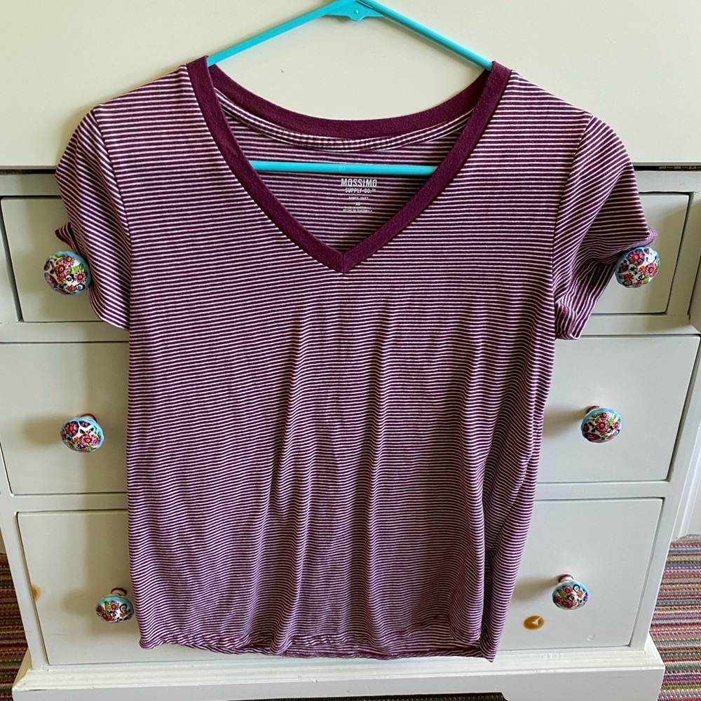 Mossimo Red and White Striped T-Shirt